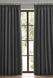 Dawn (Blackout) Pencil Pleat, Charcoal - Ready Made Curtains